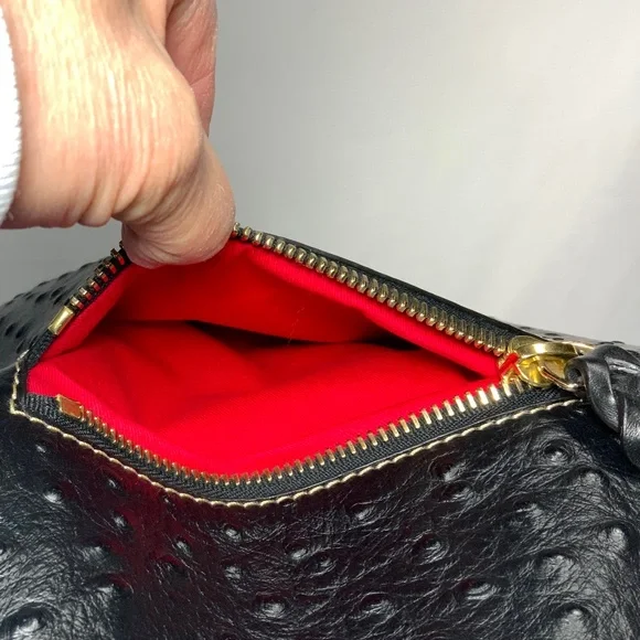 Dooney & Bourke Ostrich Leather Cooper Hobo Purse - Picture 2 of 16